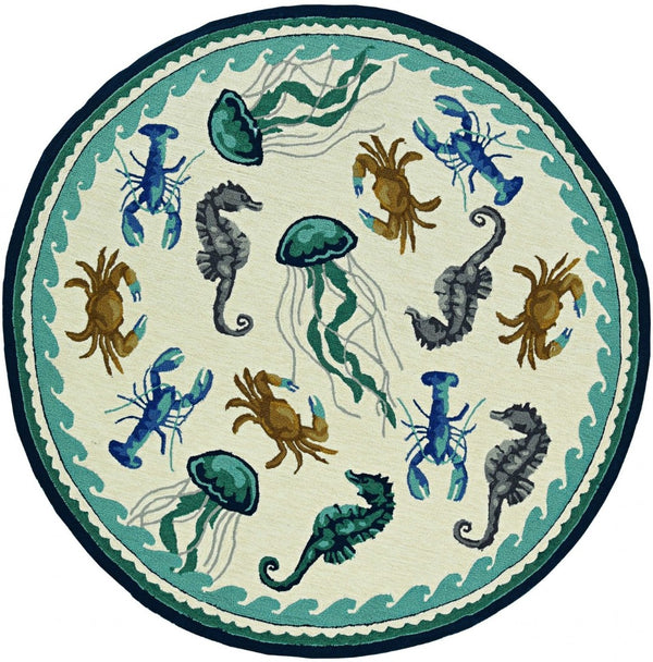 HomeRoots 8' Round Hand-Tufted Area Rug - UV-Protected, Durable, Easy-Care Design for Modern Living Spaces 374690