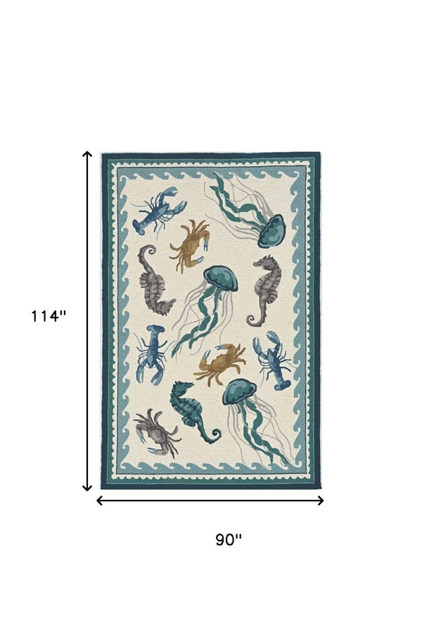 HomeRoots 3'' Ivory Abstract Handmade Area Rug - Elegant Indoor Outdoor Accent for Versatile Décor Spaces 8' x 10' 374691