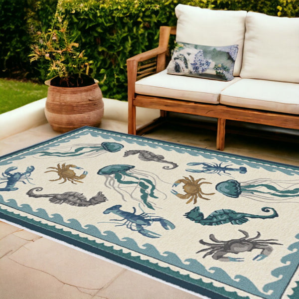 HomeRoots 3'' Ivory Abstract Handmade Area Rug - Elegant Indoor Outdoor Accent for Versatile Décor Spaces 8' x 10' 374691