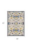 Homeroots 3' X 5' Ivory Mosaic Floral Area Rug  Polypropylene 374693