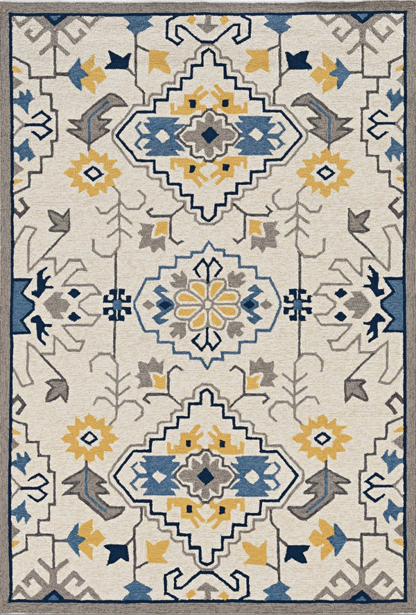 HomeRoots 5' Ivory Abstract Area Rug - Durable Indoor/Outdoor Accent for Modern Elegance in Your Home Spaces 5' x 8' 374694