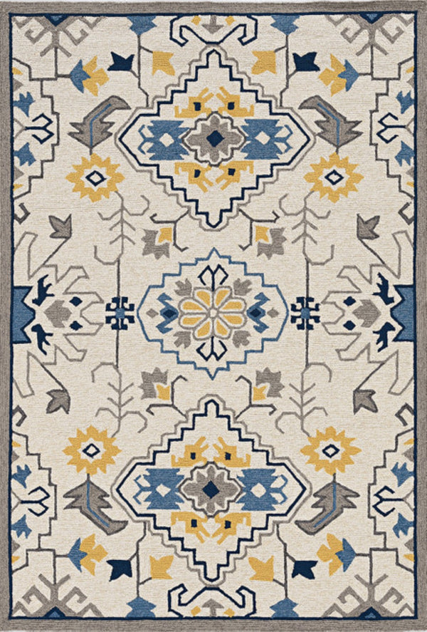 HomeRoots 5' Ivory Abstract Area Rug - Durable Indoor/Outdoor Accent for Modern Elegance in Your Home Spaces 5' x 8' 374694