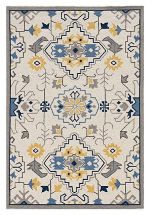 HomeRoots 8' Hand-Tufted Ivory, Blue & Yellow Southwestern Area Rug – Durable, Stylish, and Soft Underfoot 8' X 10' 374696
