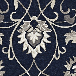 HomeRoots 3' Navy Blue Floral Area Rug - Timeless Indoor/Outdoor Accent, Durable, Easy-Care, Handmade Design 3' X 5' Rectangle 374698