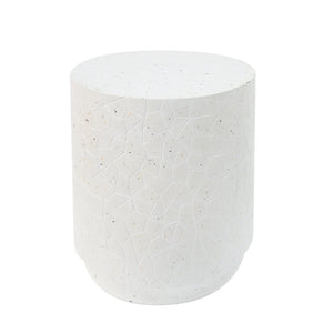 English Elm Outdoor Terrazzo Concrete Drum Table Artisan Speckled Accent for Patio Lounge N773P205008W