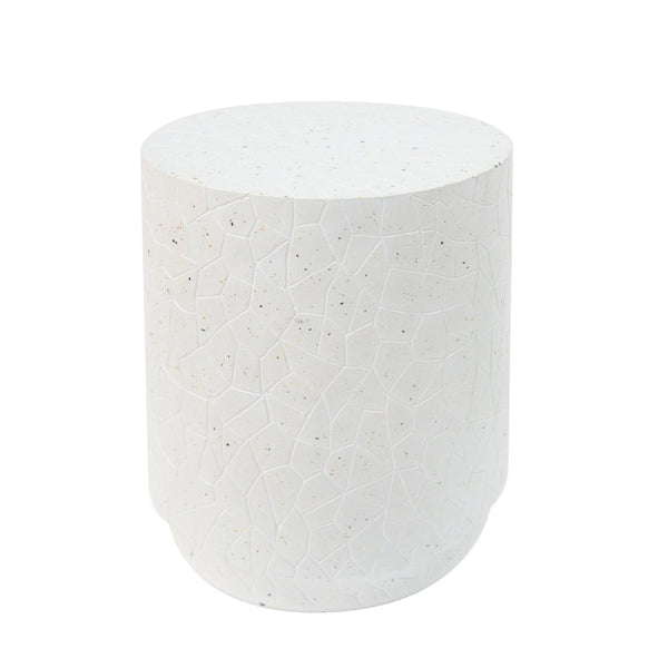 English Elm Outdoor Terrazzo Concrete Drum Table Artisan Speckled Accent for Patio Lounge N773P205008W