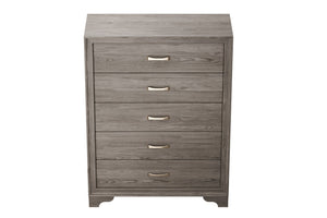 English Elm Modern Six Drawer Wooden Chest Natural Finish Gold Hardware Sculptural Legs Bedroom B011P448747