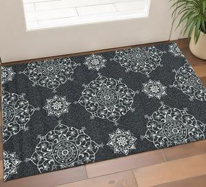 HomeRoots 3'' Charcoal Ivory and Gray Medallion Hand-Tufted Area Rug for Timeless Style and Durability 3' X 5' 374703