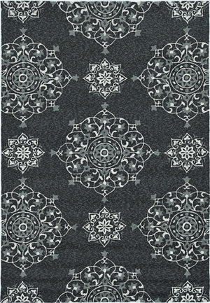 Homeroots 3' X 5' Charcoal Medallion Hand Tufted Area Rug  Polypropylene 374703