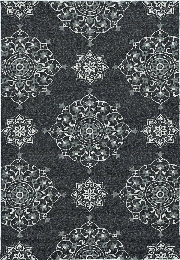 Homeroots 3' X 5' Charcoal Medallion Hand Tufted Area Rug  Polypropylene 374703