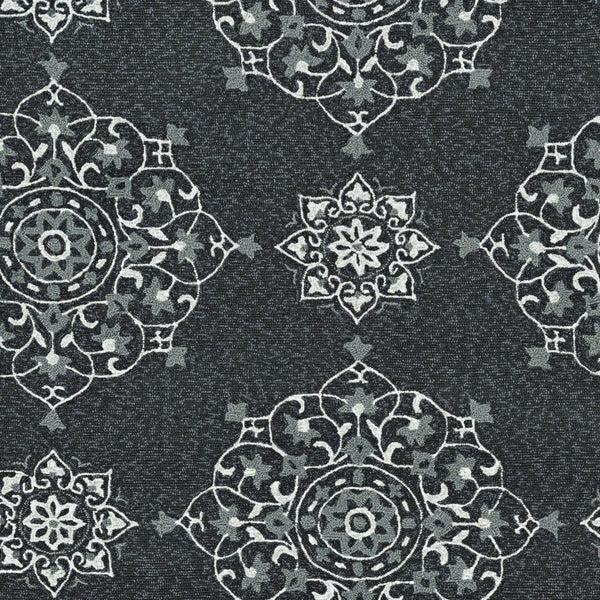 Homeroots 3' X 5' Charcoal Medallion Hand Tufted Area Rug  Polypropylene 374703