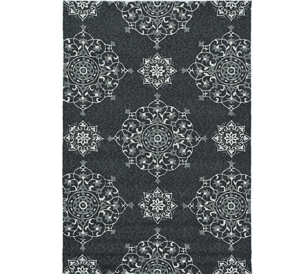Homeroots 3' X 5' Charcoal Medallion Hand Tufted Area Rug  Polypropylene 374703