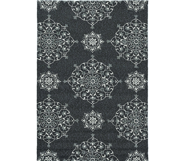 Homeroots 3' X 5' Charcoal Medallion Hand Tufted Area Rug  Polypropylene 374703