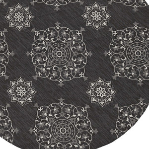 Homeroots 5' X 8' Charcoal Round Floral Handmade Indoor Outdoor Area Rug  Polypropylene 374704
