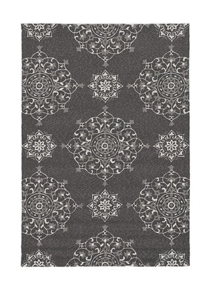 Homeroots 5' X 8' Charcoal Round Floral Handmade Indoor Outdoor Area Rug  Polypropylene 374704