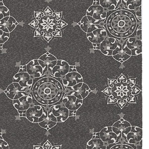 Homeroots 5' X 8' Charcoal Round Floral Handmade Indoor Outdoor Area Rug  Polypropylene 374704