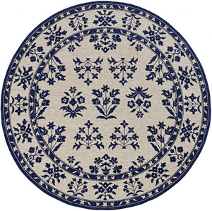HomeRoots 8' Blue Round Hand-Tufted Area Rug - UV Protected, Durable, Soft & Stylish for Modern Homes 374710