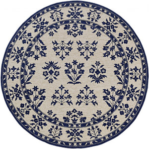HomeRoots 8' Blue Round Hand-Tufted Area Rug - UV Protected, Durable, Soft & Stylish for Modern Homes 374710