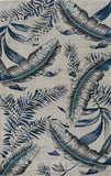 Homeroots 8' Grey Blue Hand Tufted Tropical Leaves Indoor Runner Rug  Wool 374712