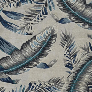 HomeRoots 8' Blue and Gray Botanical Leaves Hand-Tufted Wool Runner Rug for Contemporary Home Décor Bliss 3' X 4' 374713
