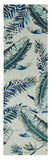 Homeroots 3' X 5' Grey Or Blue Tropical Leaves Wool Area Rug  Wool 374714