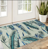 Homeroots 3' X 5' Grey Or Blue Tropical Leaves Wool Area Rug  Wool 374714