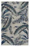 Homeroots 5' X 8' Blue And Gray Wool Botanical Leaves Hand Tufted Area Rug  Wool 374715