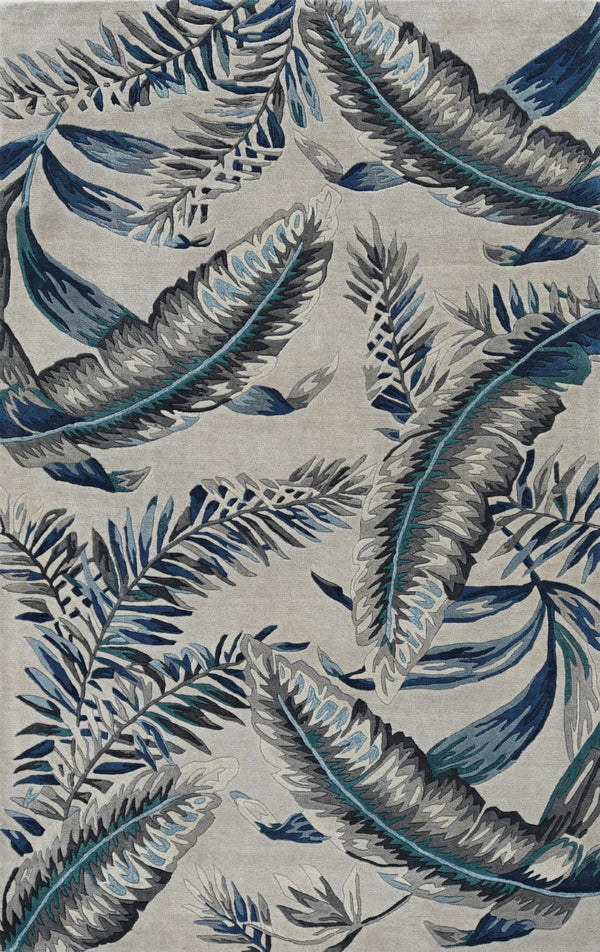 HomeRoots 8' Hand-Tufted Wool Area Rug in Blue and Gray – Modern Design for Cozy Living Spaces and Durability 8' X 11' 374717