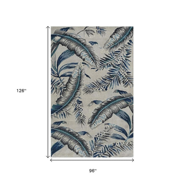 HomeRoots 8' Hand-Tufted Wool Area Rug in Blue and Gray – Modern Design for Cozy Living Spaces and Durability 8' X 11' 374717