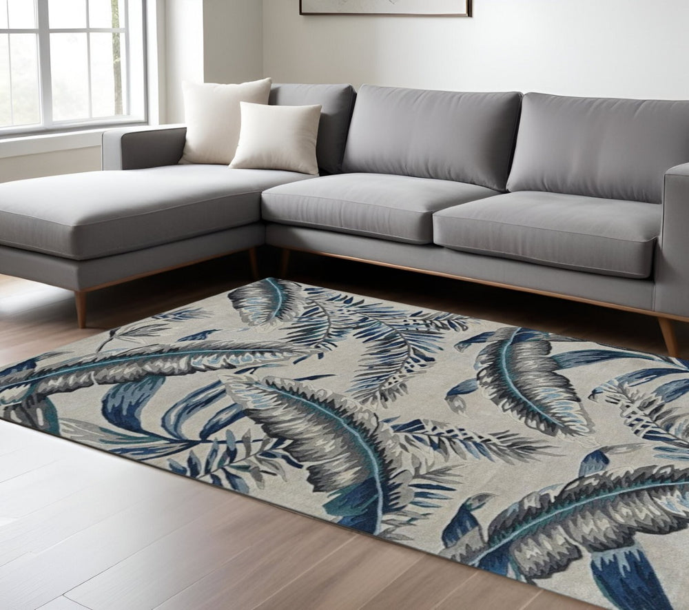 HomeRoots 8' Hand-Tufted Wool Area Rug in Blue and Gray – Modern Design for Cozy Living Spaces and Durability 8' X 11' 374717