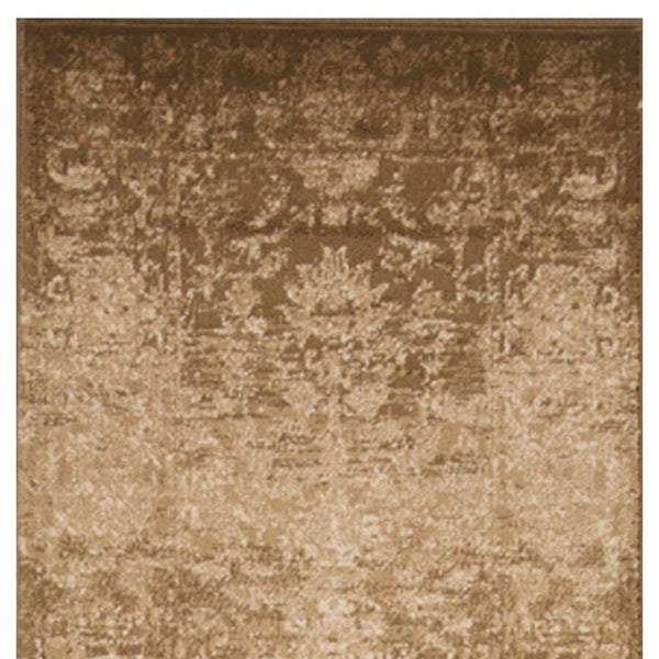 HomeRoots 5' Elegant Beige and Tan Floral Medallion Distressed Area Rug for a Cozy, Inviting Home Space 7' X 10' 374718