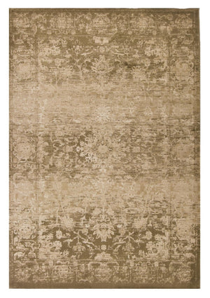 HomeRoots 5' Elegant Beige and Tan Floral Medallion Distressed Area Rug for a Cozy, Inviting Home Space 7' X 10' 374718
