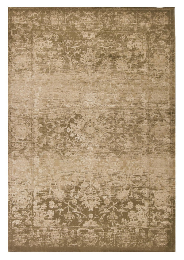 HomeRoots 5' Elegant Beige and Tan Floral Medallion Distressed Area Rug for a Cozy, Inviting Home Space 7' X 10' 374718