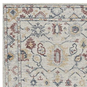 HomeRoots 8' Hand-Tufted Wool Runner Rug with Elegant Ivory Gray and Red Medallion Design for Hallways 5' X 7' 374720