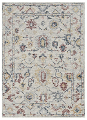 HomeRoots 8' Hand-Tufted Wool Runner Rug with Elegant Ivory Gray and Red Medallion Design for Hallways 8' X 11' 374722