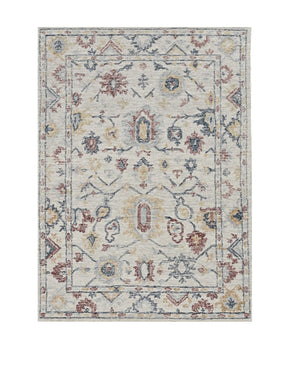 HomeRoots 8' Hand-Tufted Wool Runner Rug with Elegant Ivory Gray and Red Medallion Design for Hallways 8' X 11' 374722