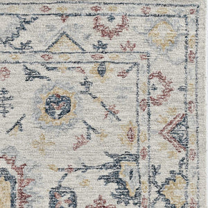 HomeRoots 9' Hand-Tufted Wool Medallion Area Rug in Ivory, Gray, and Red - Elegant, Unique, and Durable Comfort 9' X 13' 374723
