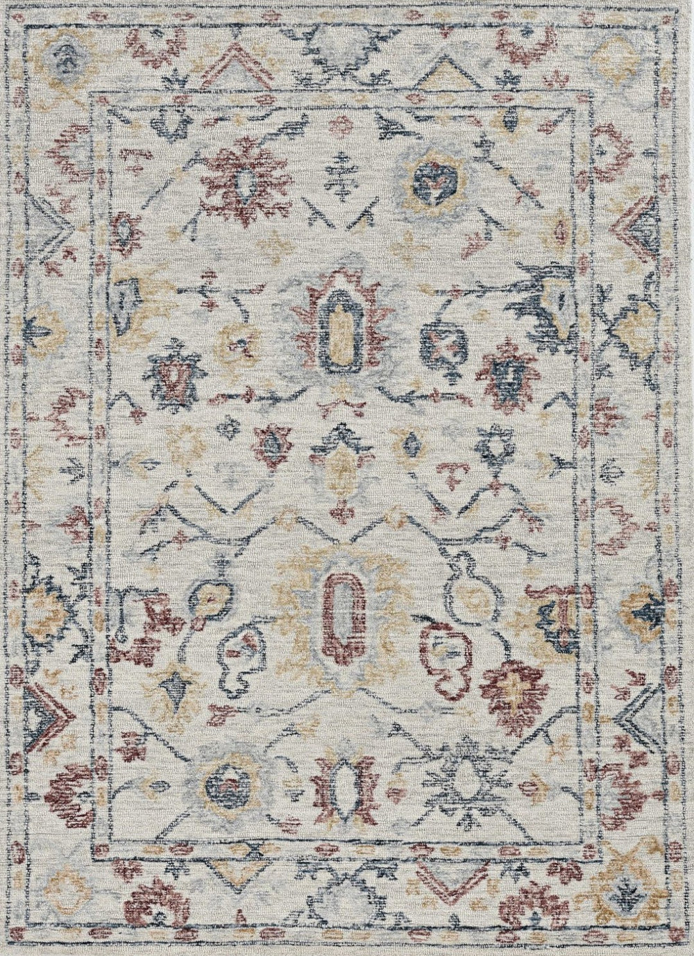 HomeRoots 9' Hand-Tufted Wool Medallion Area Rug in Ivory, Gray, and Red - Elegant, Unique, and Durable Comfort 9' X 13' 374723
