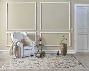 HomeRoots 9' Hand-Tufted Wool Medallion Area Rug in Ivory, Gray, and Red - Elegant, Unique, and Durable Comfort 9' X 13' 374723
