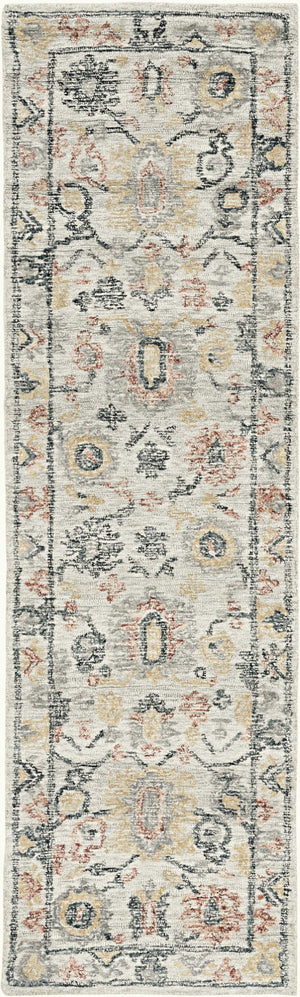 HomeRoots 9' Hand-Tufted Wool Medallion Area Rug in Ivory, Gray, and Red - Elegant, Unique, and Durable Comfort 9' X 13' 374723