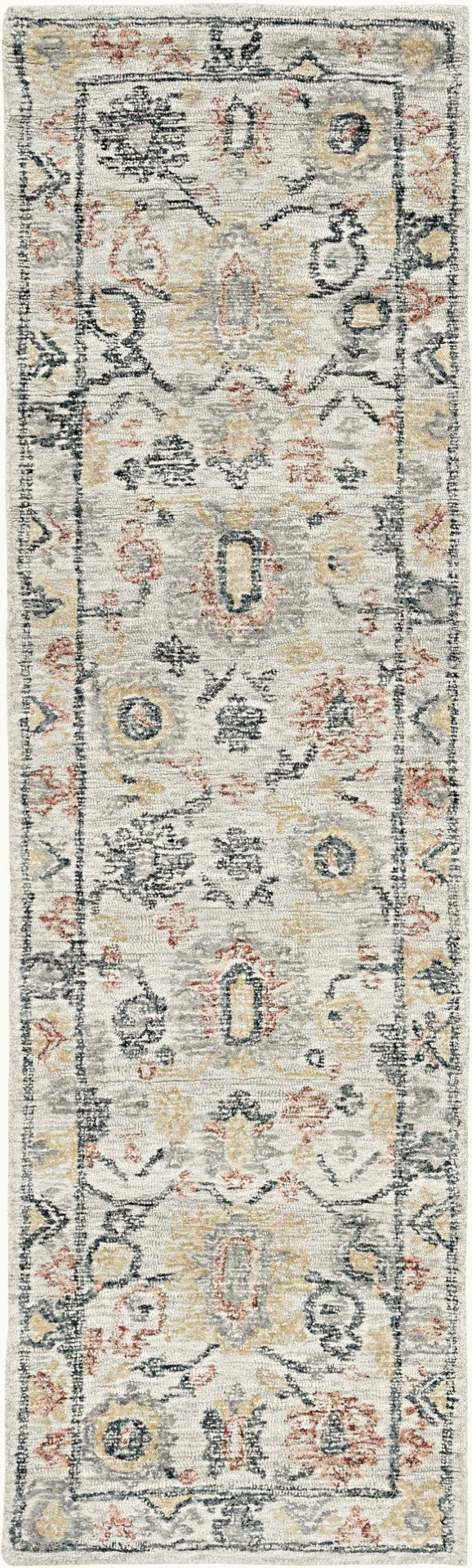 HomeRoots 9' Hand-Tufted Wool Medallion Area Rug in Ivory, Gray, and Red - Elegant, Unique, and Durable Comfort 9' X 13' 374723