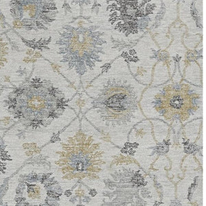 HomeRoots 8' Hand-Tufted Wool Runner Rug with Elegant Ivory, Gray, and Green Floral Design for Timeless Charm 5' X 7' 374725