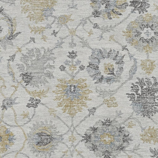 HomeRoots 8' Hand-Tufted Wool Runner Rug with Elegant Ivory, Gray, and Green Floral Design for Timeless Charm 7' X 10' 374726