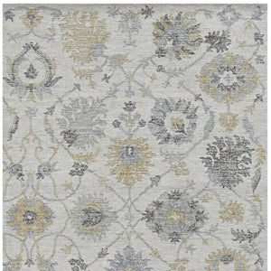 HomeRoots 8' Hand-Tufted Wool Runner Rug with Elegant Ivory, Gray, and Green Floral Design for Timeless Charm 7' X 10' 374726