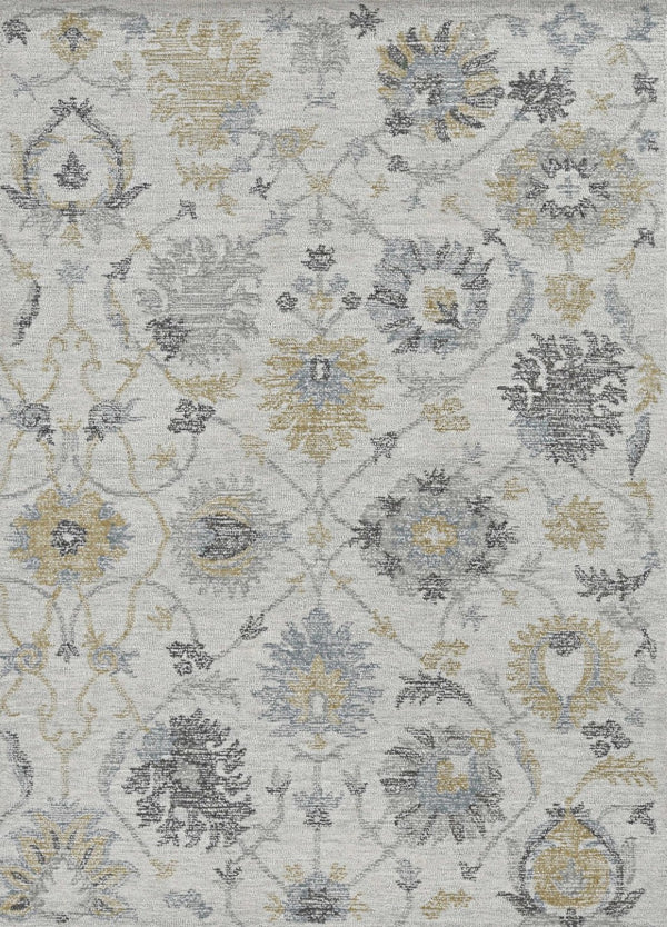 HomeRoots 9' Hand-Tufted Wool Area Rug - Elegant Floral Design in Ivory, Gray, and Green for Timeless Decor 9' X 13' 374728