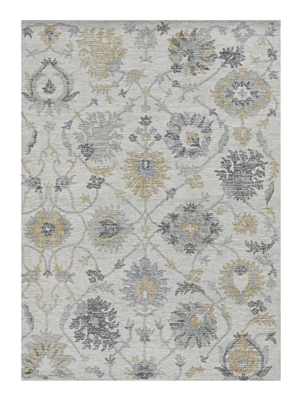 HomeRoots 9' Hand-Tufted Wool Area Rug - Elegant Floral Design in Ivory, Gray, and Green for Timeless Decor 9' X 13' 374728