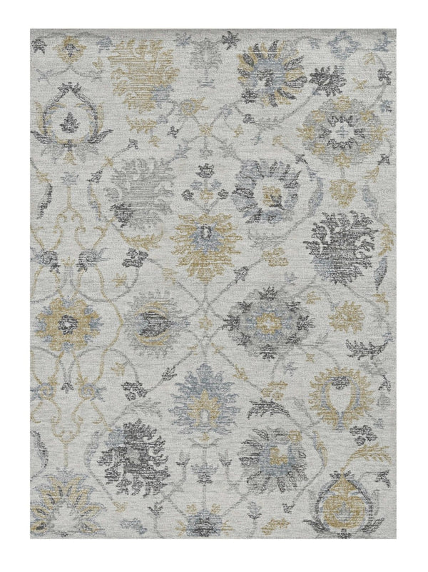 HomeRoots 9' Hand-Tufted Wool Area Rug - Elegant Floral Design in Ivory, Gray, and Green for Timeless Decor 9' X 13' 374728