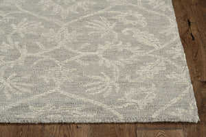HomeRoots 8' Gray and Light Gray Floral Medallion Wool Runner Rug - Hand-Tufted Elegance for Any Space 8' Runner 374729