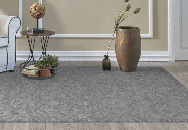 HomeRoots 8' Gray and Light Gray Floral Medallion Wool Runner Rug - Hand-Tufted Elegance for Any Space 8' Runner 374729
