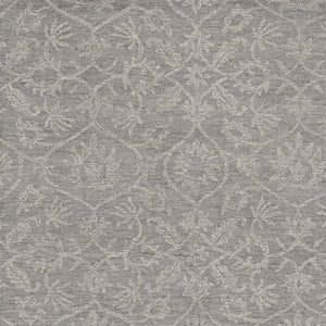 HomeRoots 8' Gray and Light Gray Floral Medallion Wool Runner Rug - Hand-Tufted Elegance for Any Space 5' X 7' 374730